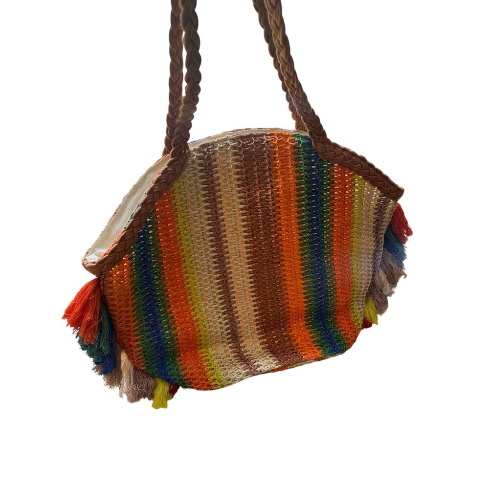 SPRING CLEANING SALE! Shade & Shore Multi-Color Raffia Beach Bag